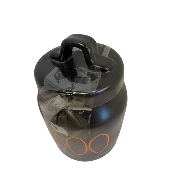 Rae Dunn Black Boo Halloween Spooky Artisan Collection Cannister 5” candy - Picture 2 of 7